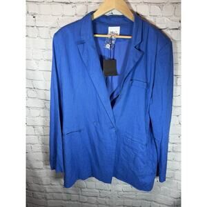 Le Lis Jacket Womens XLarge Cobalt Blue Spring Linen Blend Blazer Colorful NWT
